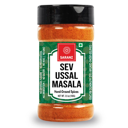 SARANZ Sev Ussal Masala Perfect for Cooking, Ready to Use, No added colours, Spice Powders and Masalas, Premium Artisanal Spices with Rich & Strong Flavour-100 Grams Bottle