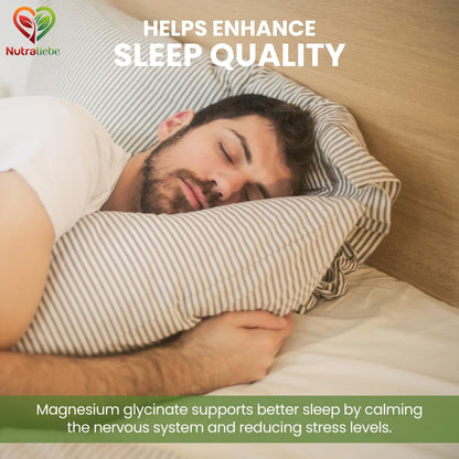 NutraLiebe Magnesium Glycinate Chelated - High Absorption - Supports Muscle Relaxation, Bone Health & Sleep - 90 Capsules (1)