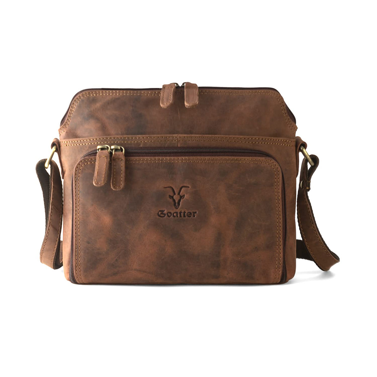 Goatter Hunter Leather Casual Sling Bag for Girls and Women (Coffee Brown)