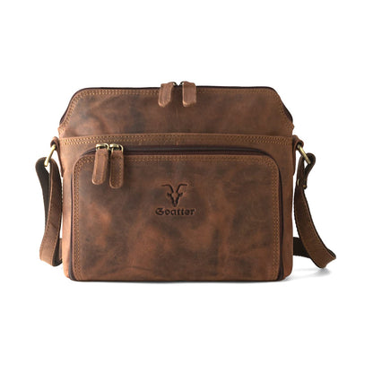 Goatter Hunter Leather Casual Sling Bag for Girls and Women (Coffee Brown)