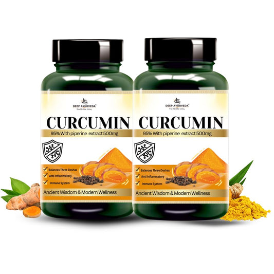 Curcumin 60 Vegan Capsules | Turmeric (Curcuma longa) Extract Supplement | Antioxidant & Joint Support | 100% Plant-Based (Pack of 2)