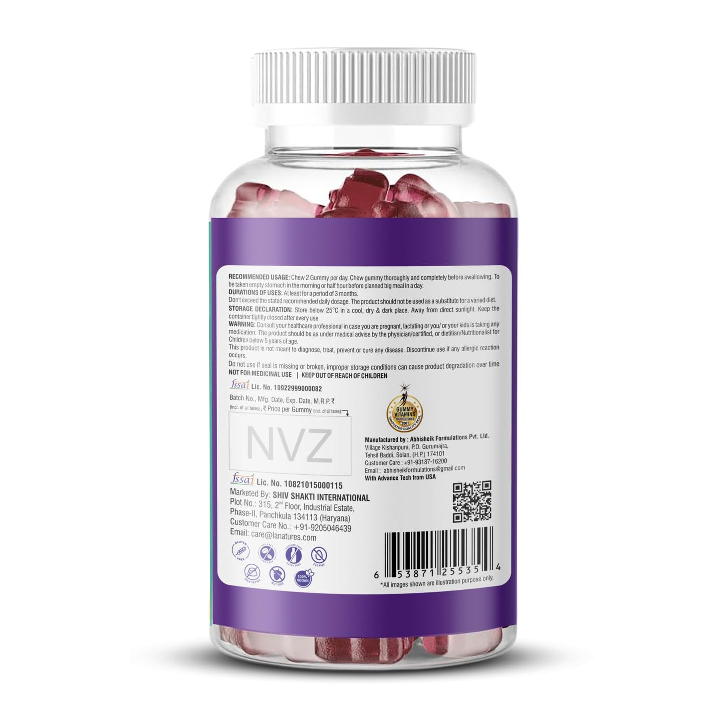 La Nature's Iron Gummies Superfood to Prevent Fatigue and Boost Energy Maintain Hameglobin Level Supports Immune System Good for Pregnancy Health for Women Strawberry Flavour Gummy Bears 30 Gummies
