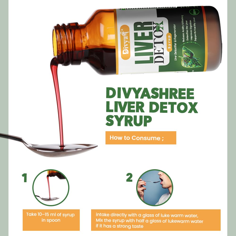 Divya Shree liver Detox Syrup 500ml Fatty Liver Care, Body Detox