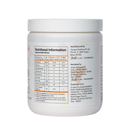 Anvika Marine Collagen Peptides Supplement for Skin, Hair, Nails. Bone & Joint | Clinically Proven | Hydrolyzed Marine Collagen Peptides | Collagen Supplements for Women & Men, Orange Flavour, 150 gms