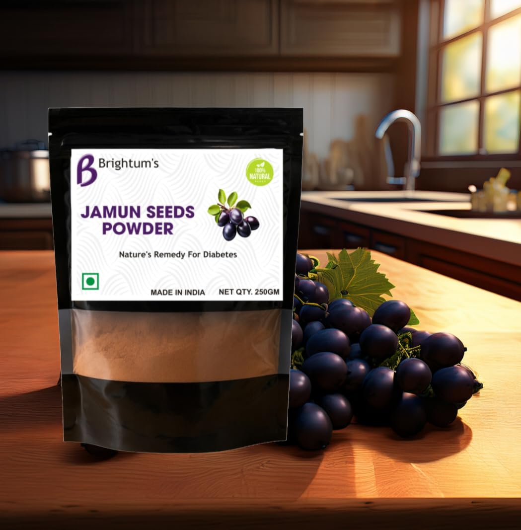 BRIGHTUM'S Jamun Seeds Powder, Natural Diabetes Support Supplement, 250g, Made in India