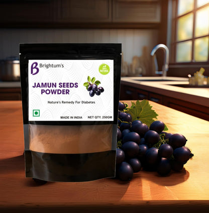 BRIGHTUM'S Jamun Seeds Powder, Natural Diabetes Support Supplement, 250g, Made in India