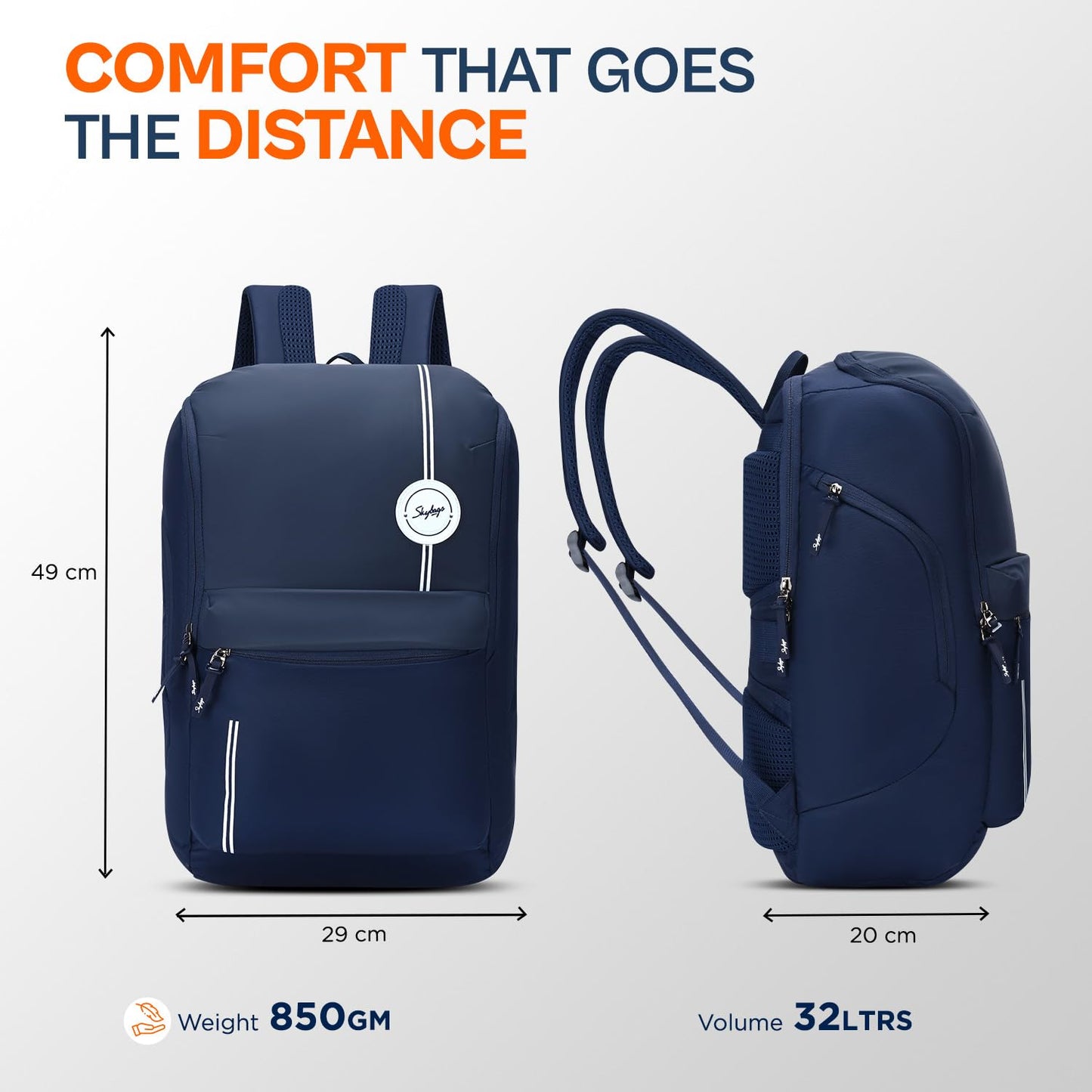 Skybags Rynex 01 XL Formal Backpack 32L with Laptop Compartment for Men & Women With Rain Cover,Smart Sleeve, Ergonomic Back & Shoulder Strap (Navy Blue)