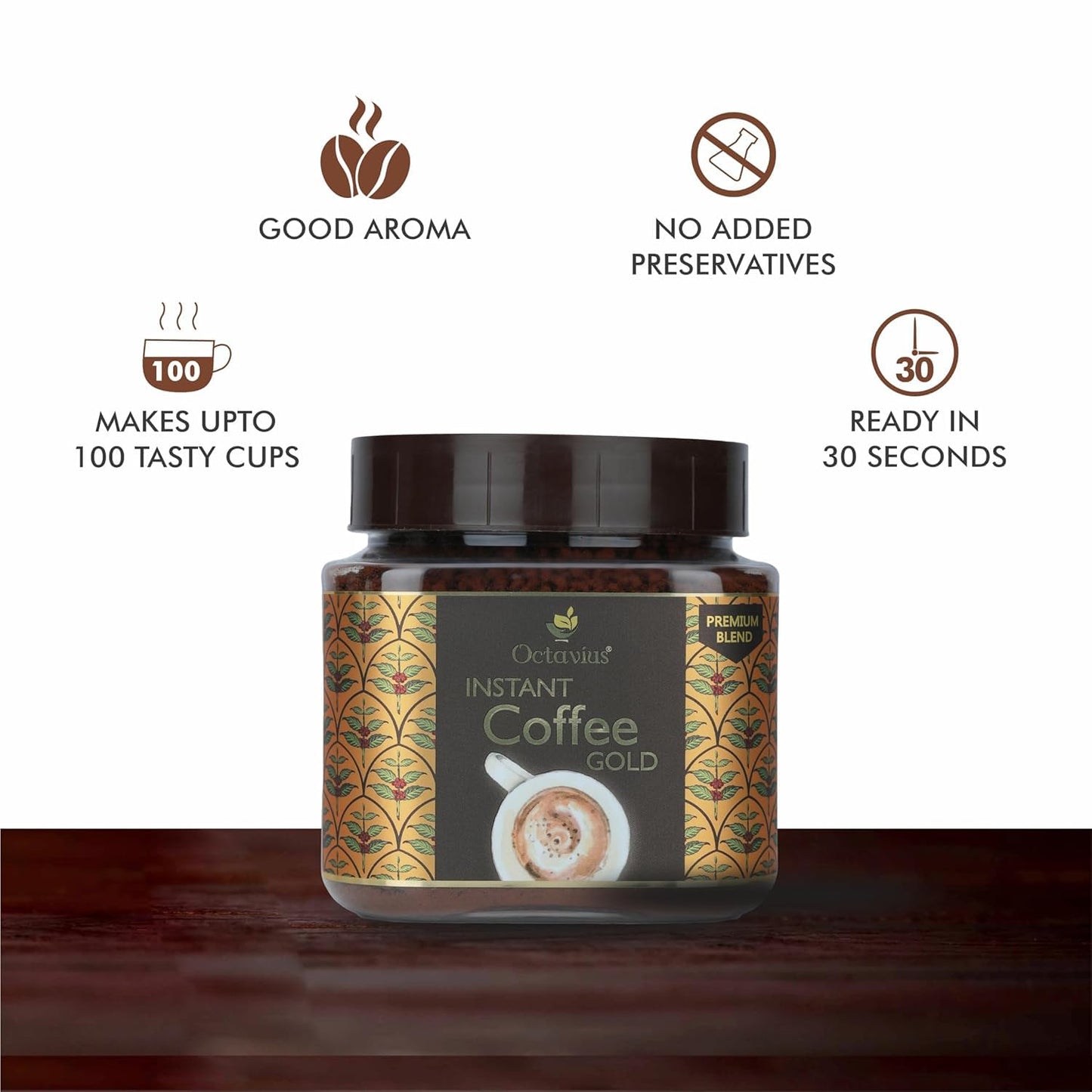 Octavius Gold Instant Coffee Powder Jar 100 gm