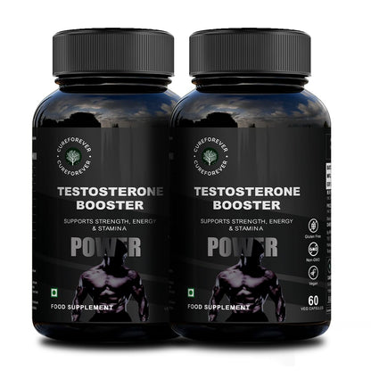 CUREFOREVER Testosterone Supplement for Men with Korean Ginseng & Grape Seed – Boost Strength & Stamina | 120 Veg Capsules | Herbal Performance Booster with Green Tea for Energy & Wellness