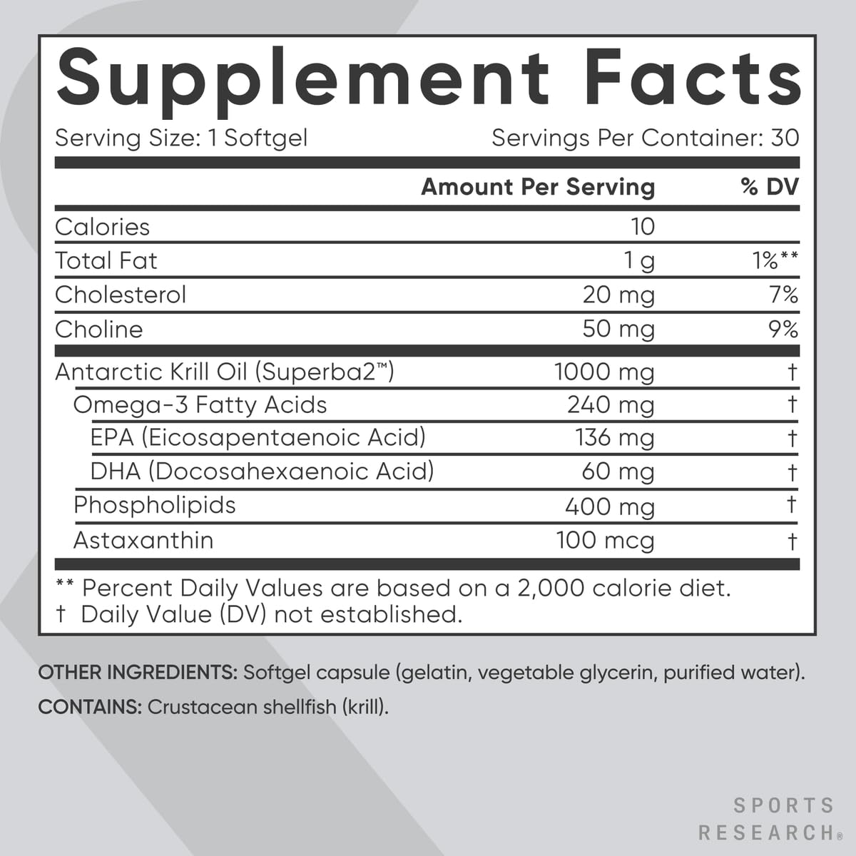 Sports Research Omega-3 Krill Oil 30 Softgels