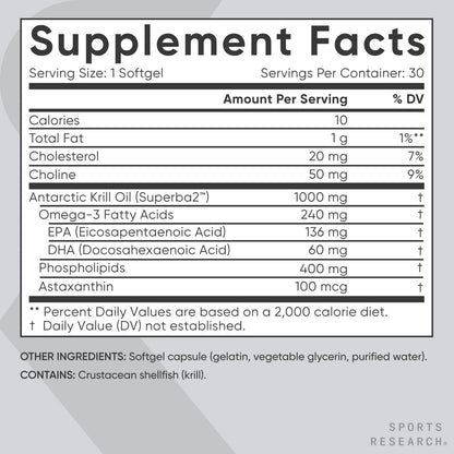 Sports Research Omega-3 Krill Oil 30 Softgels