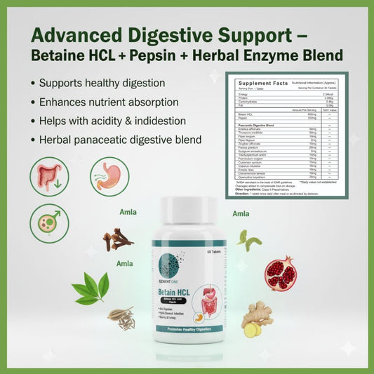 Betaine HCL with Pepsin – Supports Nutrient Absorption, Healthy Stomach Acid Levels & Digestive Enzyme Function – Helps Indigestion, Bloating & Gut Health 60 Veg Tablets