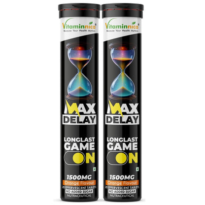 Vitaminnica Max Delay 20 Effervescent Tablets – Stamina & Performance Support | Long Lasting Energy Formula | Men's Vitality & Endurance Booster | Fast Absorption Fizzy Tablets | Premium Wellness Supplement (Pack of 2)