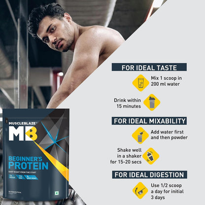 MuscleBlaze Beginner's Whey Protein (Chocolate, 1 kg / 2.2 lb) No Added- image 4