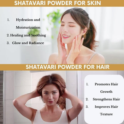 mGanna Shatavari Powder/Asparagus Racemosus for Radiant Skin, Hair and Health Care 227gm / 0.5 lbs
