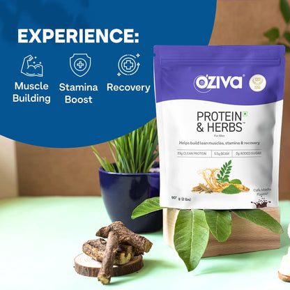OZiva Protein & Herbs for Men (Cafe Mocha) | Clean Protein, Shatavari,- image 8
