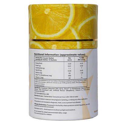 Anvika Gluta Glow with L-Glutathione & Vitamin C | Skin Brightening & Antioxidant Support | Lemon Flavor | Mouth dissolving Glutathione | 15 Sachet