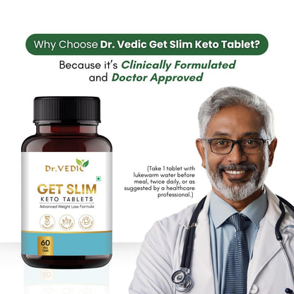 Dr Vedic Keto Tablets | Natural Ingredients with Garcinia, Green Tea, Coleus & More | Supports Keto Diet & Fat Burrn (60 Tablets) (Pack Of 1)