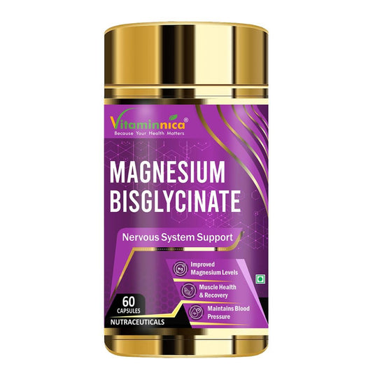 Vitaminnica Magnesium Bisglycinate For Men and Women- Magnesium Oxide Vitamin B6 B5 - Good Sleep - 60 Capsules
