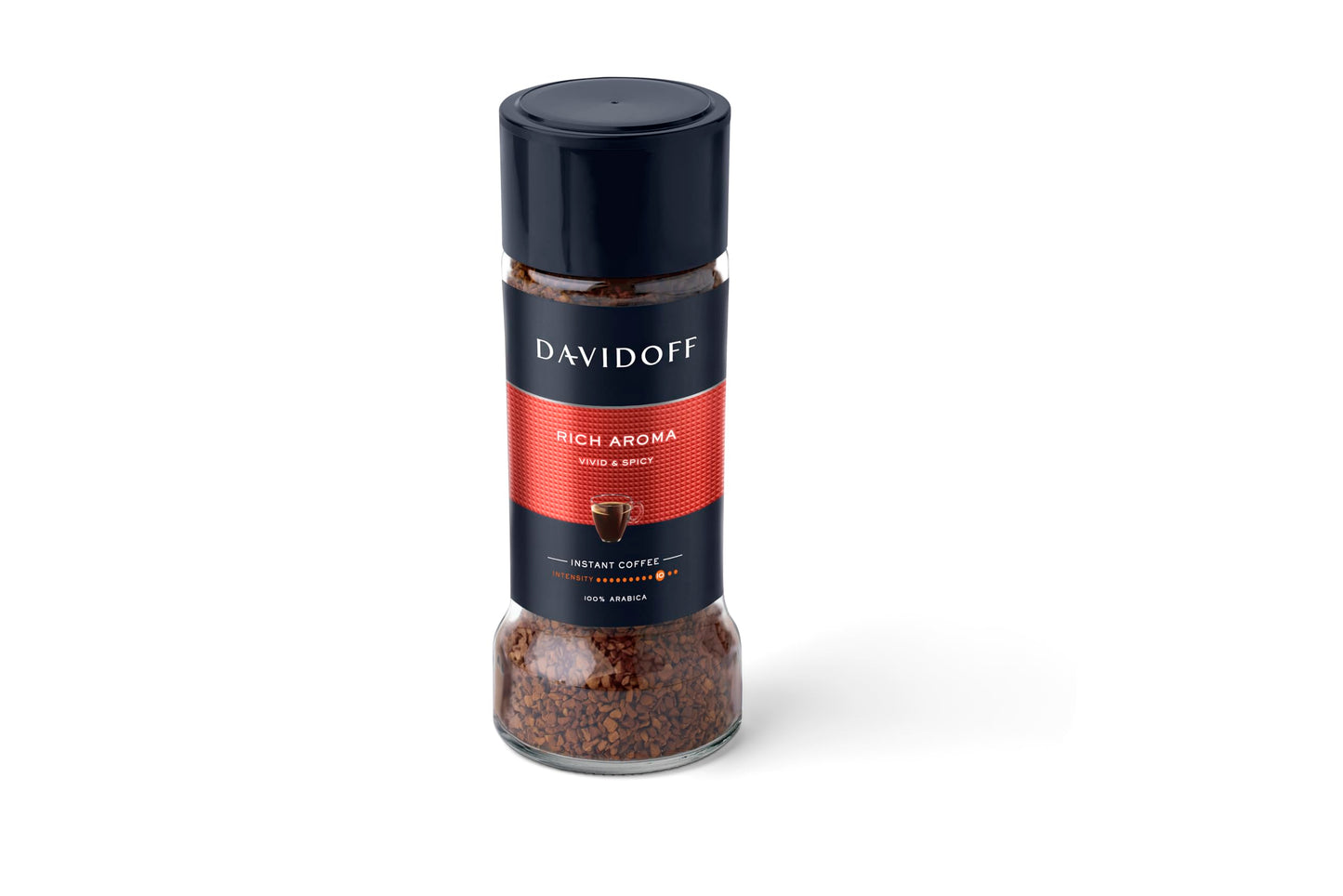 Davidoff Rich Aroma Instant Coffee 10/12 Intensity - 100% Arabica, 90g, Granule, Glass Bottle