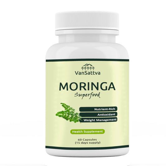 Vansattva Moringa Oleifera Capsules – Natural Leaf Powder Supplement | Plant-Based | 60 Veg Capsules