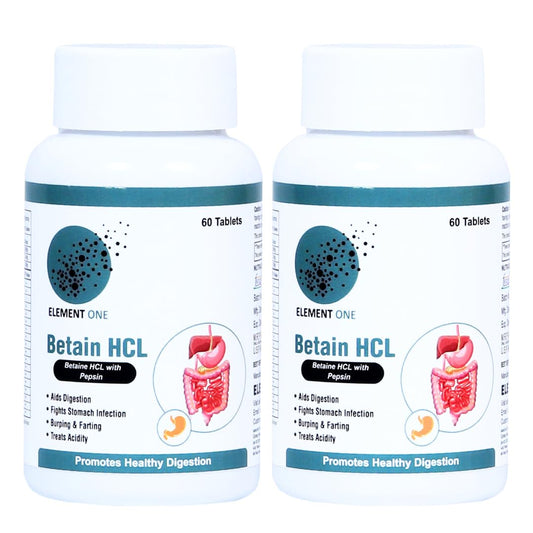 Vegetarian Betaine HCL with Pepsin | Stomach Acid Balance & Digestive Enzyme Support | Helps in Acidity, Bloating, Indigestion & Nutrient Absorption | Gut Health Support | 120 Veg Tablets in Pack of 2