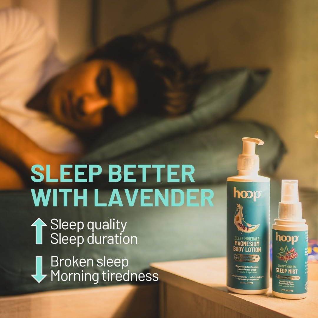 hoop Magnesium Sleep Body Lotion | Topical Magnesium Chloride Supplement for Muscle Recovery, Better Sleep | Magnesium Oil Supports Deep Sleep, Recovery from Cramps, Fitness | 250 ml