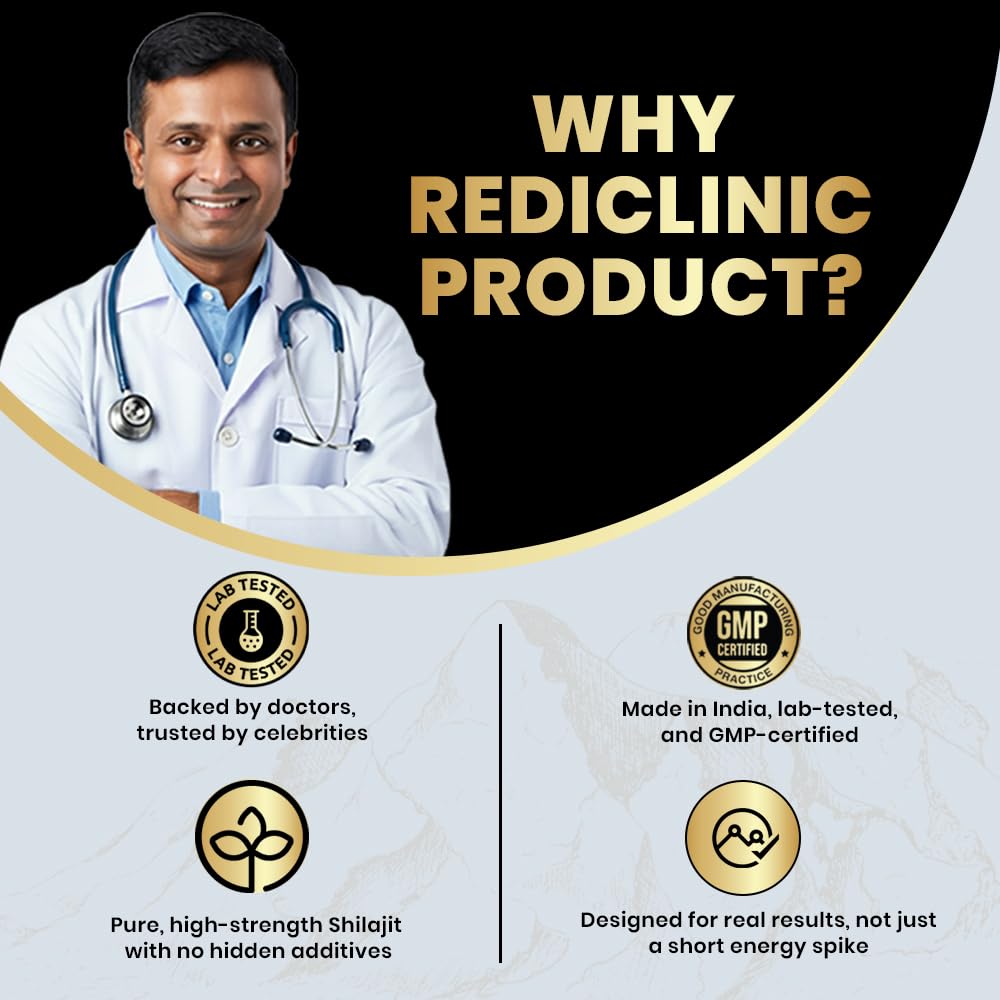 RediClinic Shilajit/Shilajeet Capsules for Stamina, Muscle Growth & Energy | Swarna Bhasma, Gokshura, Ashwagandha |Shilajit for Men | 100% Ayurvedic | Pack of 1-60 Capsules