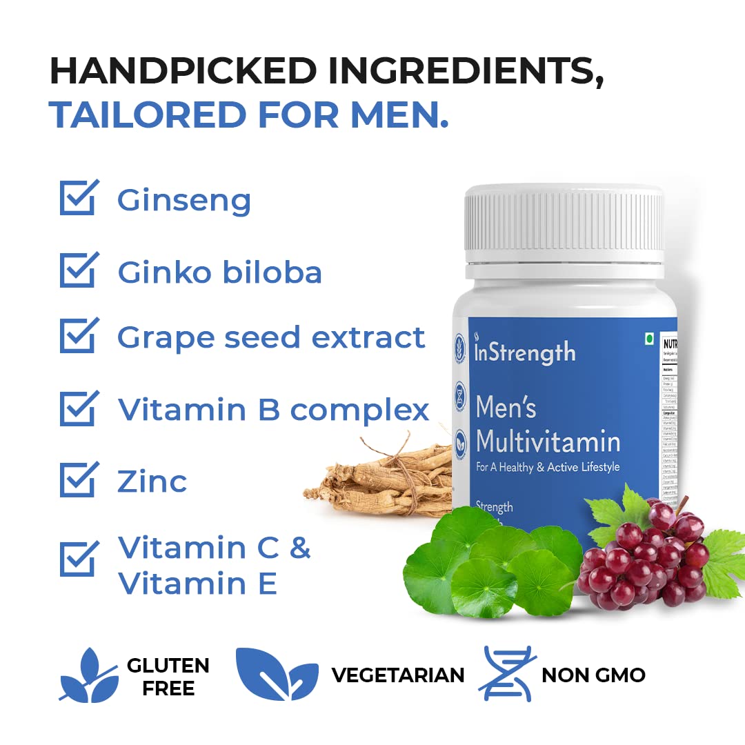 InStrength Men's Multivitamins - Support Strong Muscles, Immunity, Energy, Boost Vitality, Immune System, Stamina - 10% Offer