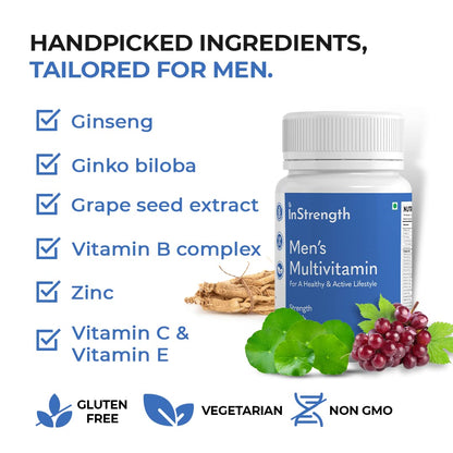 InStrength Men's Multivitamins - Support Strong Muscles, Immunity, Energy, Boost Vitality, Immune System, Stamina - 10% Offer