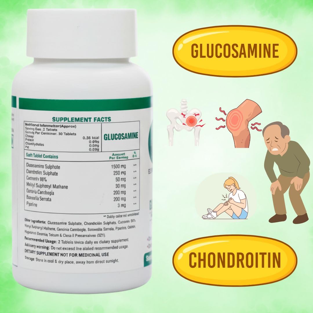 Element One Advanced Joint Support Formula Glucosamine with Chondroitin, Calcium, Curcumin, MSM for Pain & Joint Management, Joint Cartilage Health Support Vegetarian Tablet (60)