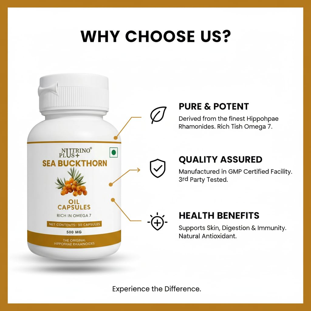 Hippophae Rhamnoides Oil Capsules 500mg | Natural BPH & Urinary Flow Support | Sea Buckthorn Extract | Complete Omega 3 6 7 9 | Prostate Supplement for Men | 30 Softgels