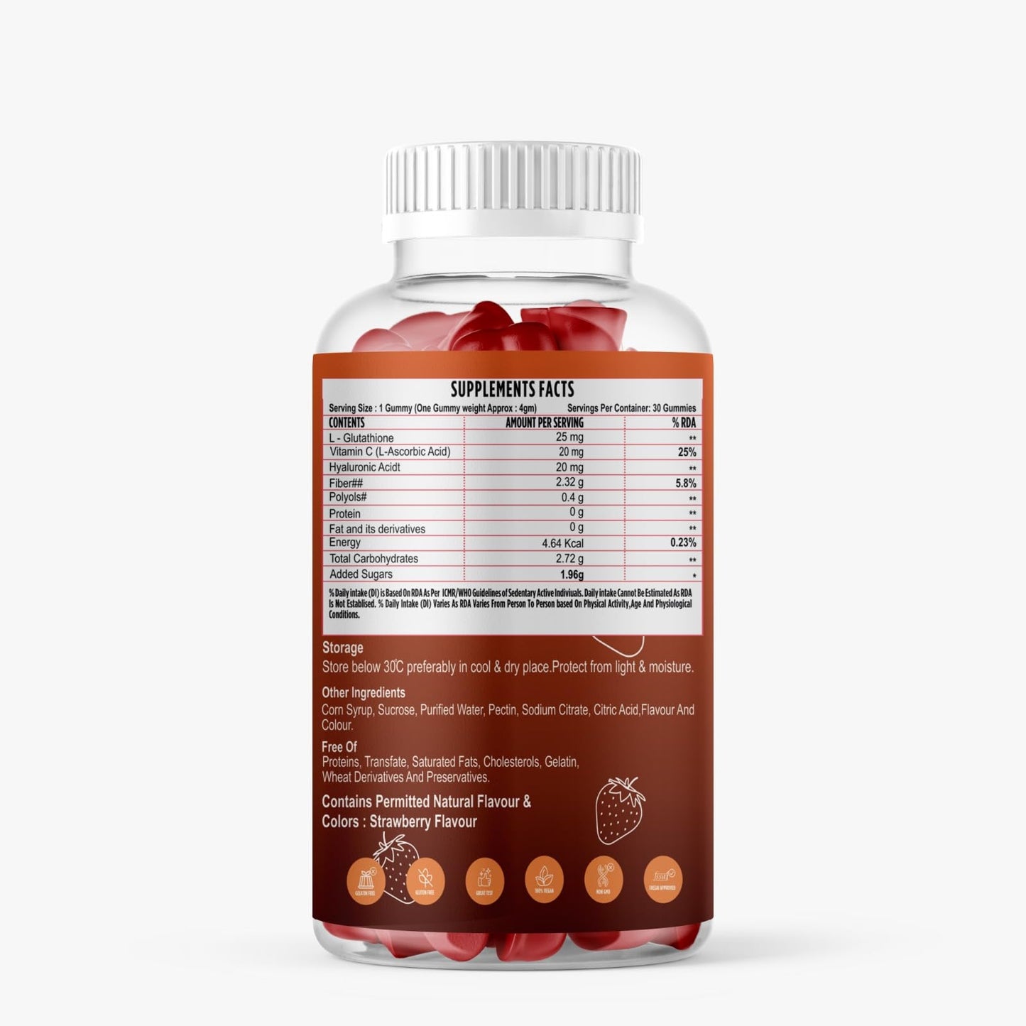 Simply Herbal Glutathione Gummies with Vitamin C & Hyaluronic Acid | Skin Brightening & Youthful Glow | Immune Support | Antioxidant Formula | 30 Gummies