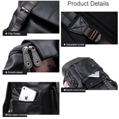CHAO RAN Vintage Leather Laptop Backpack For Men, Men Black Leather Backpack…, Black, Large, College Travel Backapck