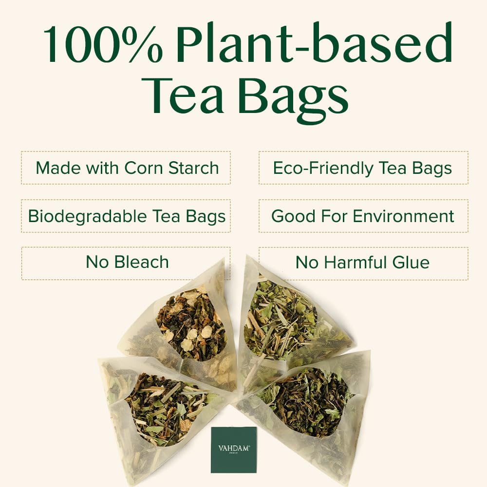 VAHDAM, Organic Darjeeling Black Tea Bags - 50 Pyramid Tea Bags | High Caffeine, Non-GMO, Gluten-Free | Robust & Flavoury | Unblended Second Flush Darjeeling Tea Bags | Resealable Ziplock Pouch