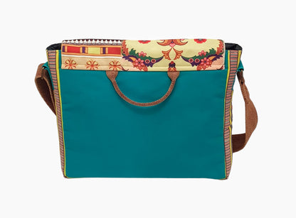 The House of tara Messenger Bags for Women | Green Laptop Messenger Bag made with Canvas | Fits up to 15.6 Inches Laptop/MacBook | Ladies Crossbody Sling Bag Comes with 2 External Pockets