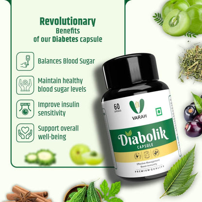 Varah Diabolik Capsules | Supports Blood Sugar Balance, Promotes Insulin Sensitivity, Helps Weight Management, and Overall Wellness with Neem, Karela, Jamun, and Other Herbal Extracts | 60 Capsules