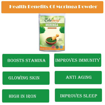 ERBZENERG Certified Organic Moringa (Moringa oleifera) drumstick tree/horseradish tree powder 100g (Pack of 1)