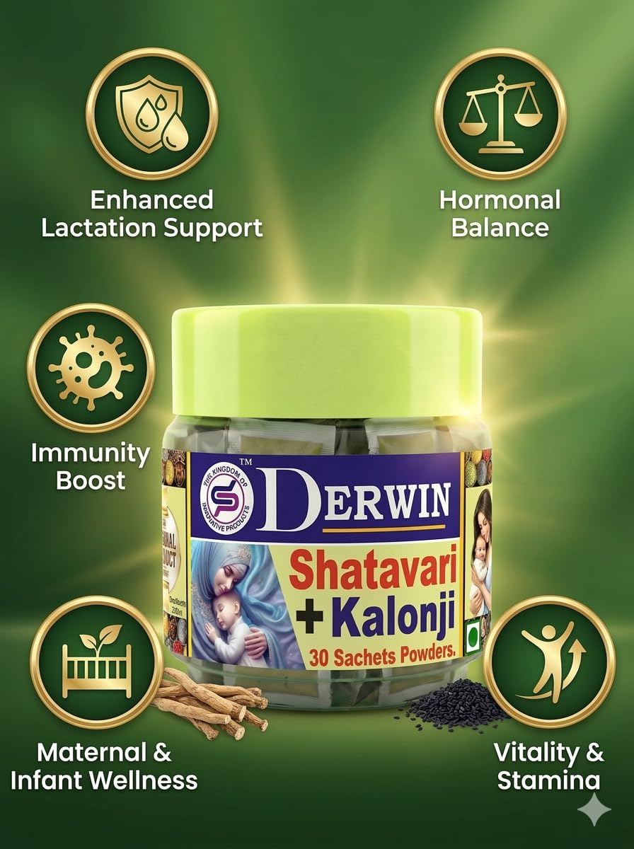 DERWIN Micronized Shatavari & Kolonji Powder | 100% Herbs & 0% Sugar | Others Brands 20% Shatavari + 80% Sugar | Ultra Fine Micronised Technology | Milk Booster for New Mothers | Female Tonic And Herbal Health Suppliment | Natural Lactation Supprt | Satav