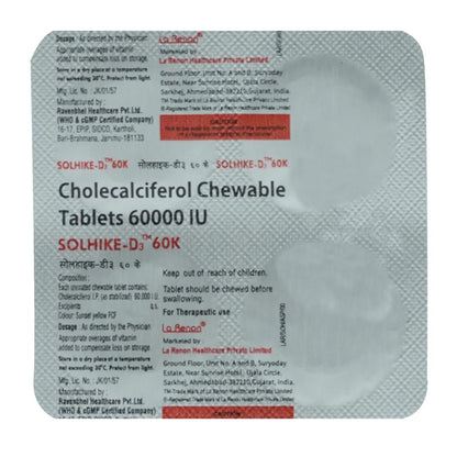 Solhike - D3 60K - Strip of 4 Tablets
