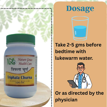 Nature Grace Healthcare Triphala Churna Powder for Digestion & Constipation Relief | Ayurvedic Gut Cleanse, Colon Detox & Immunity Support | 100g