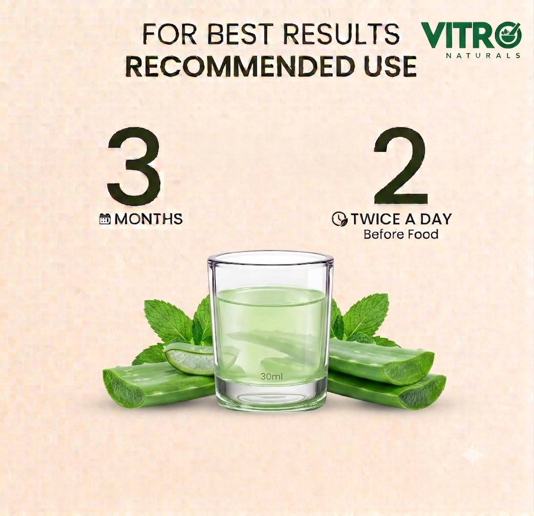 Vitro Aloe Vera Juice 1L | Supports Skin Glow, Digestion & Weight Management | Traditional Recipe for Constipation & Immunity | No Added Sugar