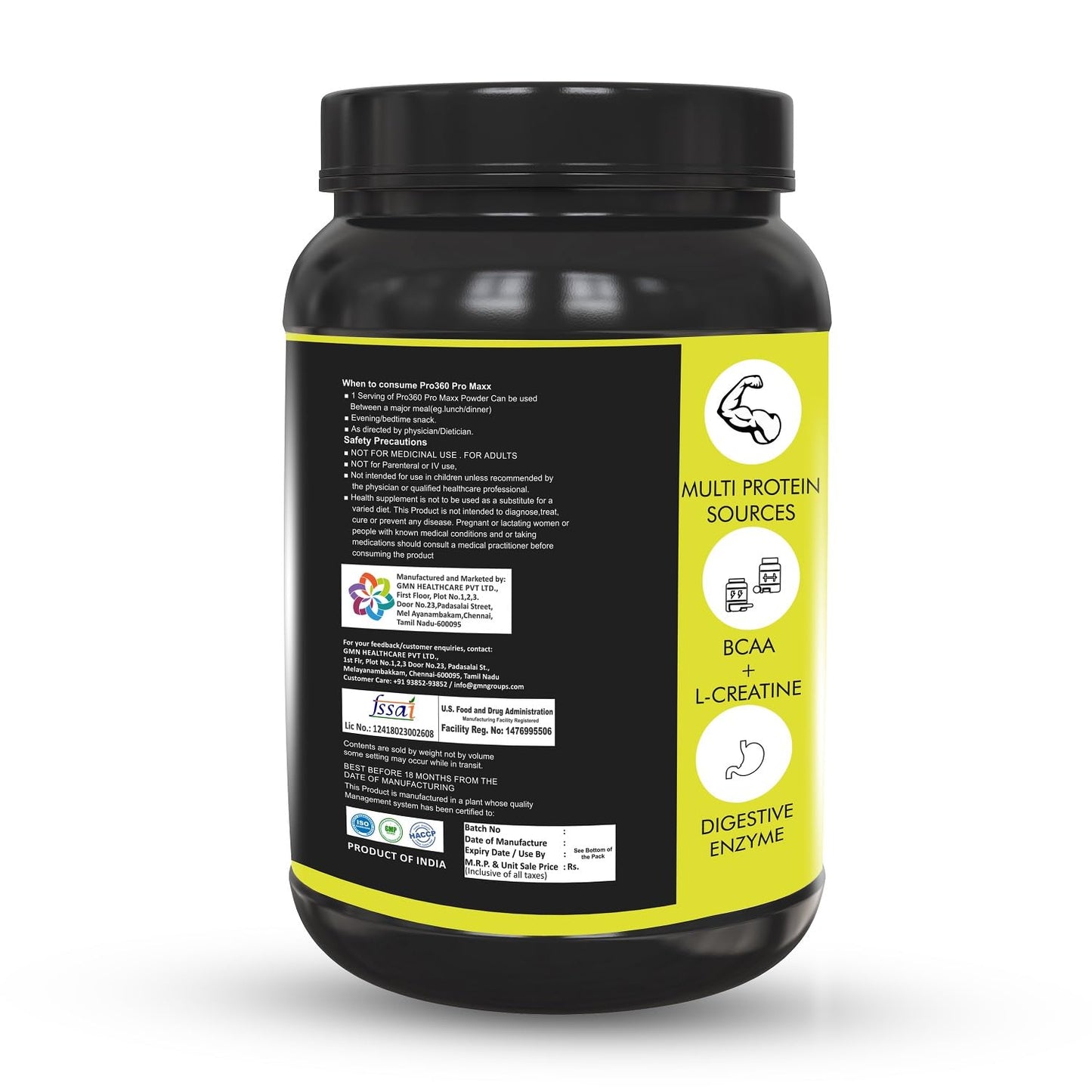 Pro360 Pro Maxx (fka Muscle Gainer) Protein Powder - Special Formula for Muscle Growth with BCAA, L-Creatine & Digestive Enzymes - 1kg Chocolate Flavor (38g Protein per Serving)