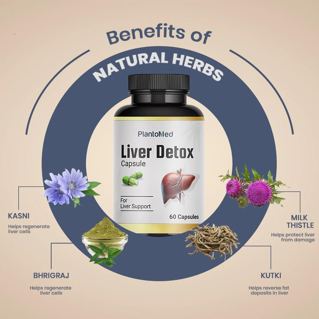 Plantomed Ayurvedic Fatty Liver Support Capsules, Daily Liver Detox and Cleanse, 60 Tablets