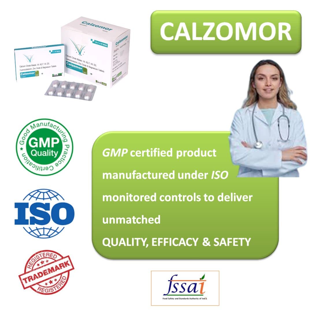Calzomor | Calcium Magnesium & Zinc Tablets with Vitamin D3, Calcium Supplement for Women and Men, For Bone Health & Joint Support, 20 Tablets (Calcium tablets with Vitamin d)