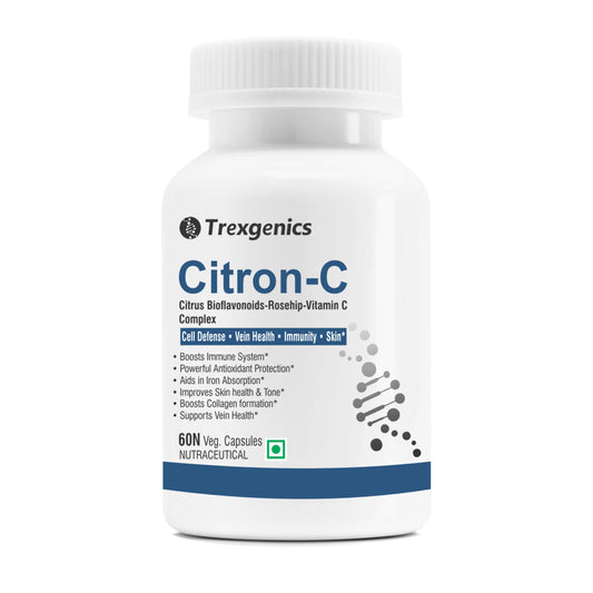 Trexgenics® Citron-C Citrus Bioflavonoids 20%-Rosehip 35%-Vitamin C Complex 650mg - Collagen Builder, Vein Health, Immunity, Antioxidant & Skin (60 Veg. Capsules)