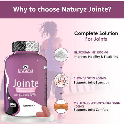 Naturyz - 1500mg Glucosamine, 400mg Chondroitin and 400mg MSM Per Serving for Cartilage Jointe Maximum Strength - 60 Tablets