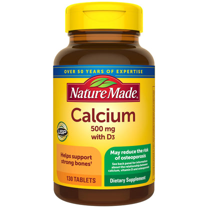 Nature Made Calcium 500 Mg and Vitamin D Tablets, Tablets, 130-Count