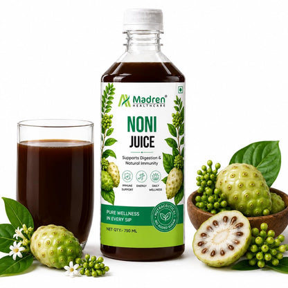 Madren Healthcare Ayurvedic Noni Juice 750ml | Rich in Antioxidants for Immunity & Energy Support | Natural Detox Juice | Supports Overall Wellness & Vitality | No Added Sugar | Daily Health Supplement for Men & Women