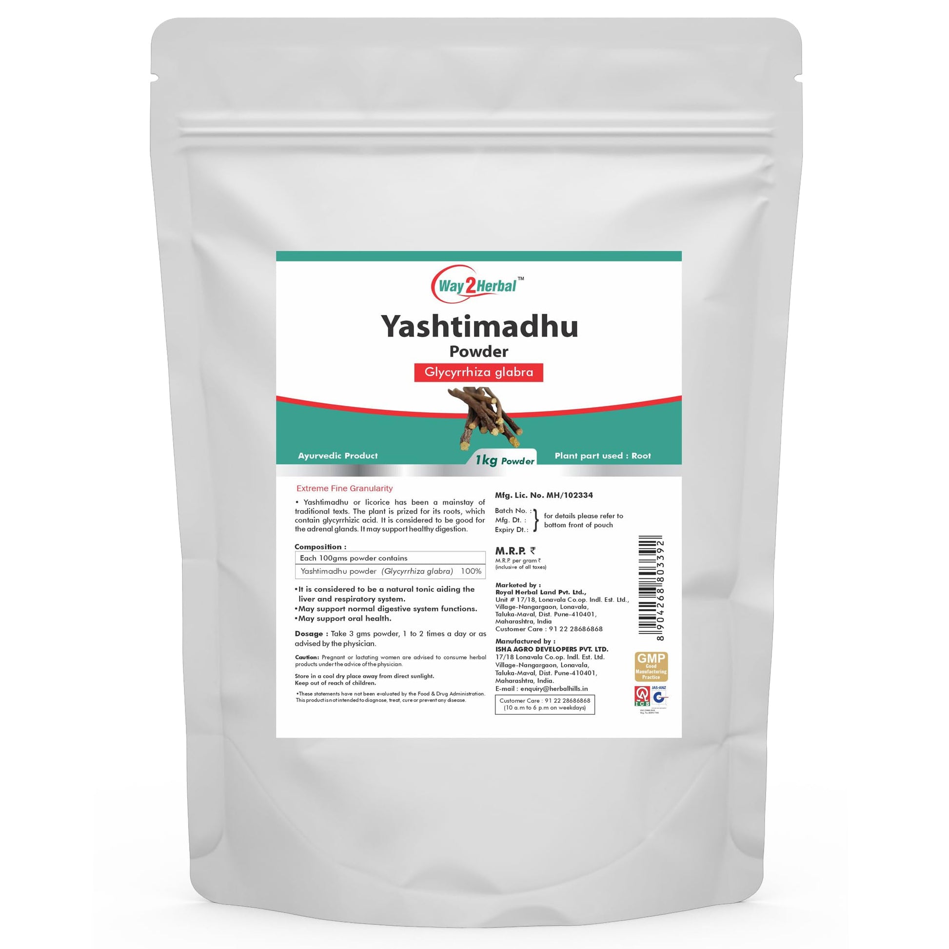 Way2Herbal Yashtimadhu Liquorice Mulethi Powder (1 Kg Pack of 1)
